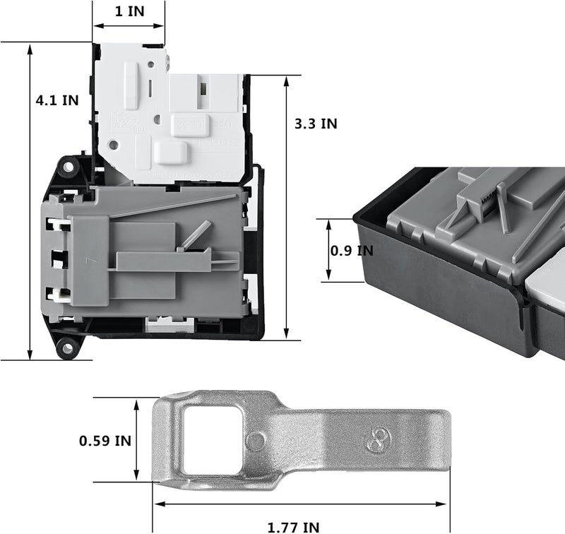 Cykemo 𝟐𝟎𝟐𝟓 𝐍𝐞𝐰 EBF61315802 Washer Door Lock Switch & MFG63099101 Washer Door Lock Strike Assembly Compatible with LG Kenmore Washing Machine Door Switch (2 PACKS) - Image 2